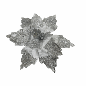 Poinsettia Escarchada Plata 40*40cm