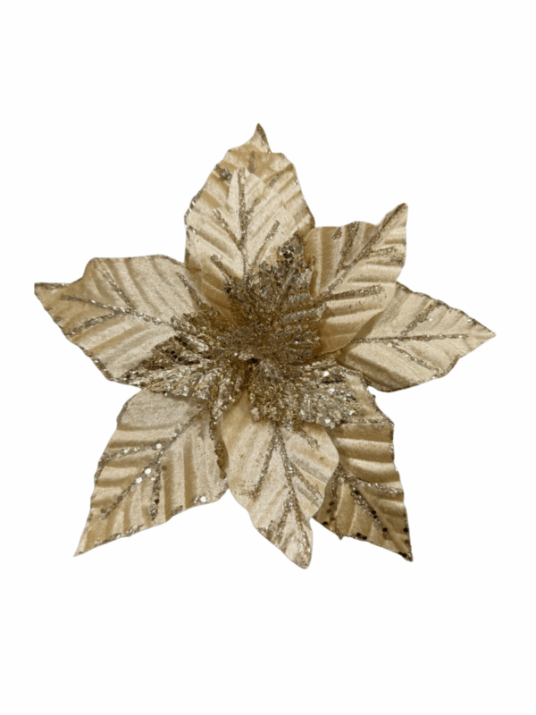 Poinsettia Hoja Gamuza Linea Esc-Hoja Champaña-Dorado 28*32