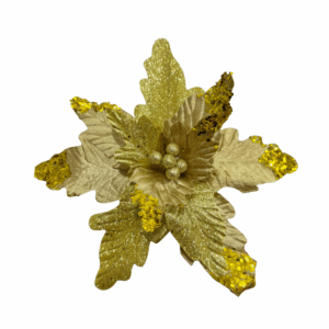 Flor Gamuza Combinada Escarchada 30cm Dorada