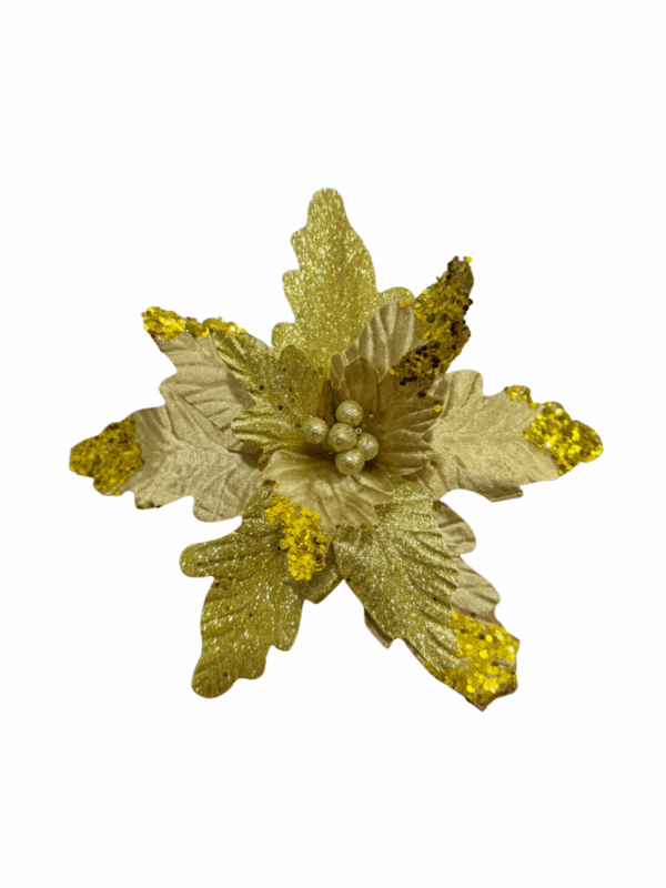 Flor Gamuza Combinada Escarchada 30cm Dorada