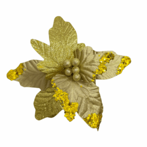 Flor Gamuza Combinada Escarchada 25cm Dorada