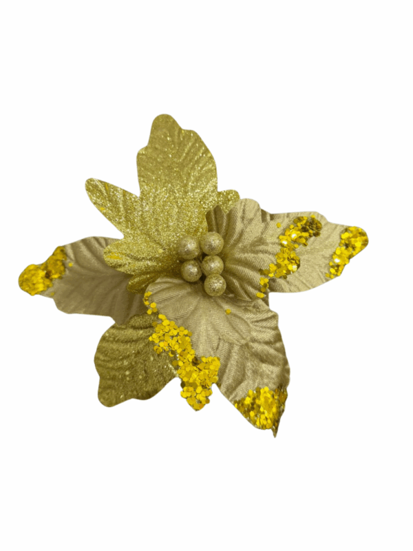 Flor Gamuza Combinada Escarchada 25cm Dorada