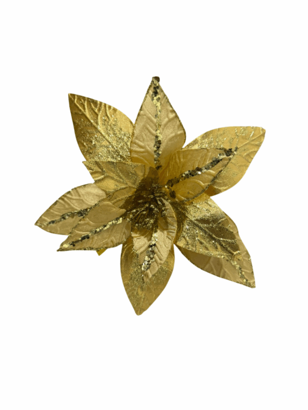 Poinsettia Hoja Metalizada-Gamuza Dorado Esc 38*36
