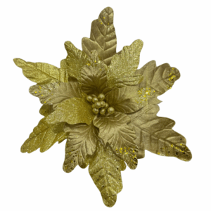 Flor Gamuza Combinada Escarchada 40cm Dorada