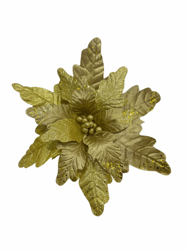 Flor Gamuza Combinada Escarchada 40cm Dorada
