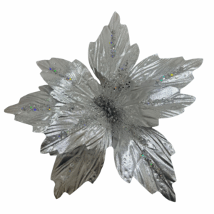 Poinsettia Decorada Plata 40*40cm