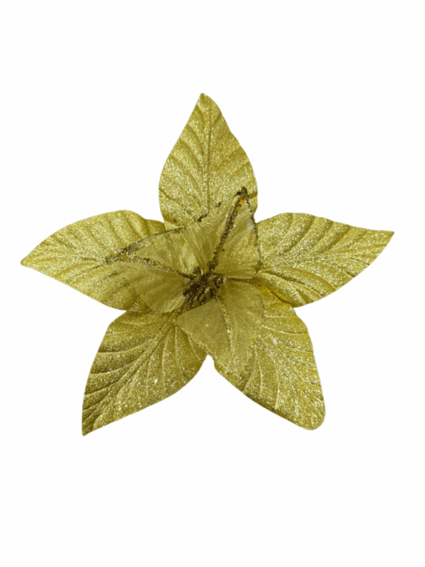 Poinsettia Dorado Plastico Escarcha 35*30