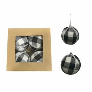 Set X 4 Bolas 8cm Cuadros Negro/Blanco