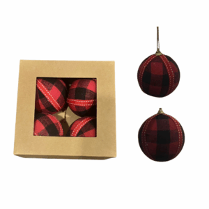 Set X 4 Bolas 8cm Cuadros Rojo/Negro