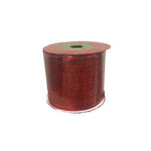 Cinta Alambrada 2.5" X 10yds Velo Con Lineas Escarchadas Roj