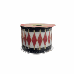 Cinta Borde Negro Rombos Rojos 6.3cmx10yd