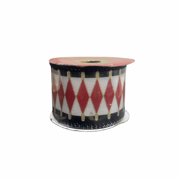 Cinta Borde Negro Rombos Rojos 6.3cmx10yd
