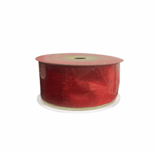 Cinta Gamuzada Roja Borde Brillante Dor 6.3cmx10yd