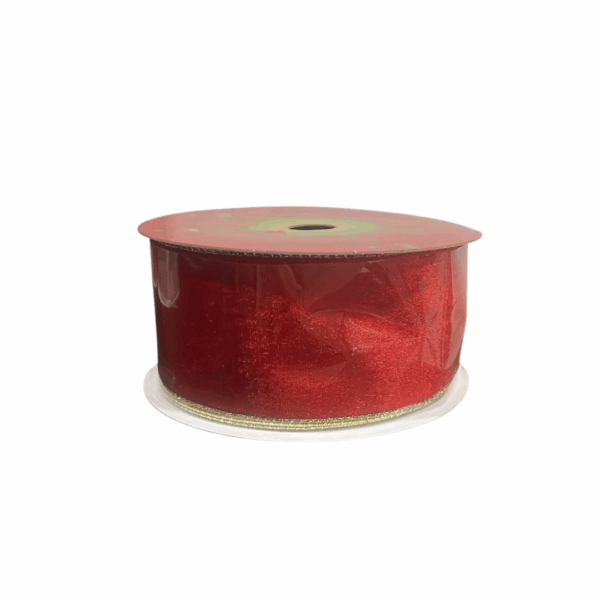 Cinta Gamuzada Roja Borde Brillante Dor 6.3cmx10yd