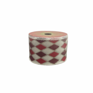 Cinta Rombos Blancos Rojos Y Vinotintos 6.3cmx10yd