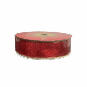 Cinta Gamuzada Roja Borde Brillante Dor 3.8cmx10yd