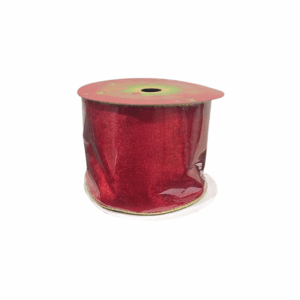 Cinta Gamuzada Roja Borde Brillante Dor 10cmx10yd