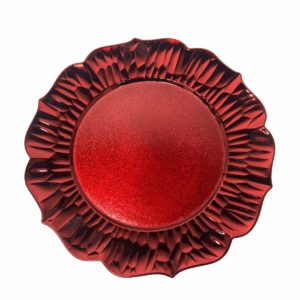 Plato Con Bordes 3d Y Fondo Liso Rojo 32.8*32.8*1.7