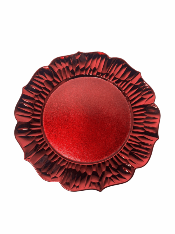 Plato Con Bordes 3d Y Fondo Liso Rojo 32.8*32.8*1.7