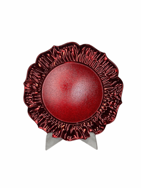 Plato Con Bordes 3d Y Fondo Liso Rojo 32.8*32.8*1.7 - Image 2