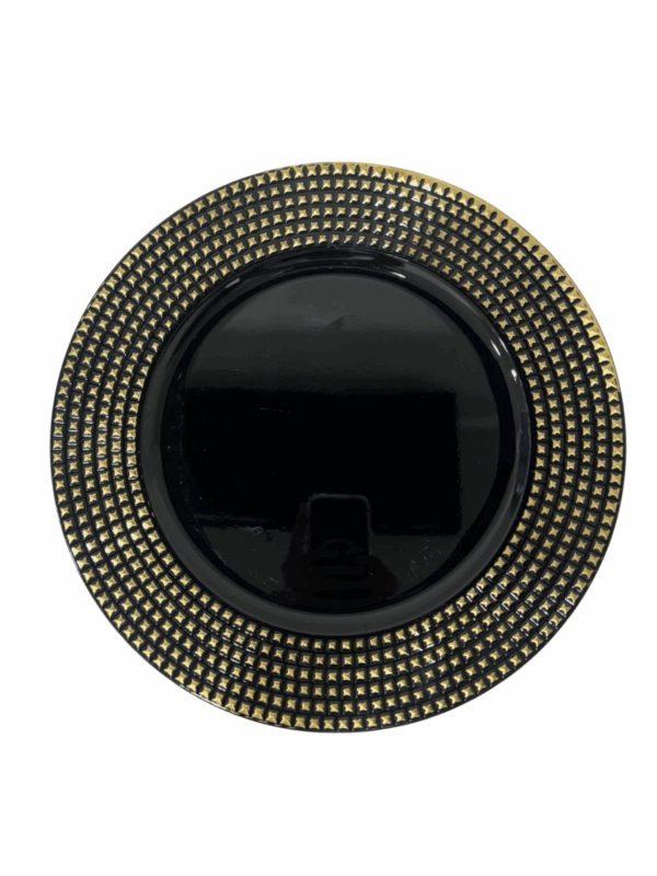 Plato Bordes Puntos Dorados Negro 33cm
