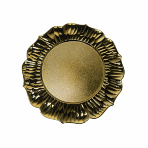Plato Con Bordes 3d Y Fondo Liso Dorado 32.8*32.8*1.7