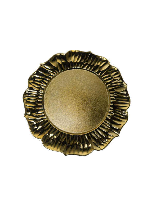 Plato Con Bordes 3d Y Fondo Liso Dorado 32.8*32.8*1.7