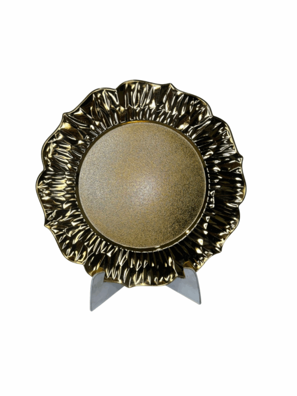 Plato Con Bordes 3d Y Fondo Liso Dorado 32.8*32.8*1.7 - Image 2