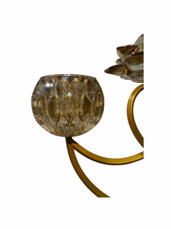 Candelabro Dorado Con Vasos Y Flor De Loto Estilo Ambar 36*17*30cm - Image 2
