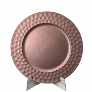 Plato Bordes Figuras Hexagonales Oro Rosa 33cm