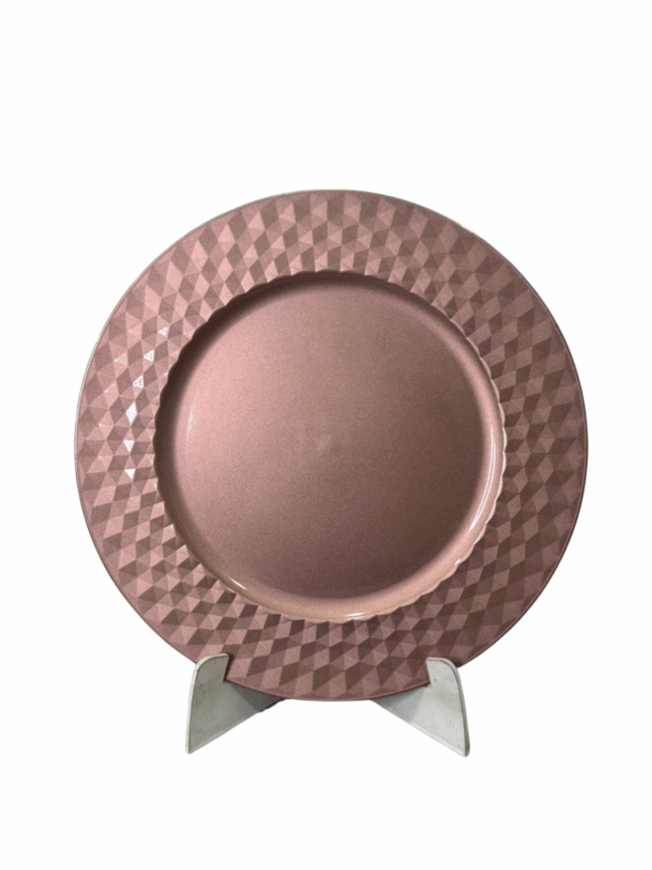 Plato Bordes Figuras Hexagonales Oro Rosa 33cm