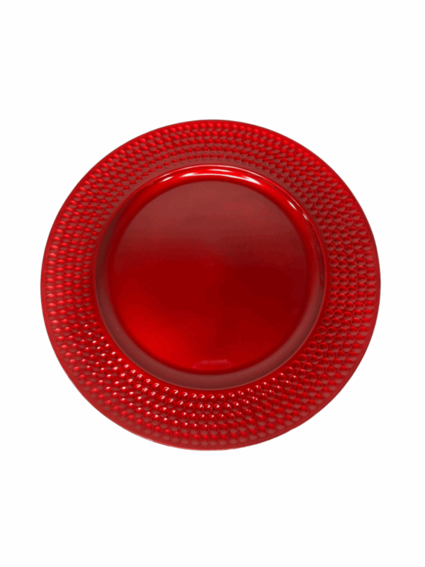 Plato Borde Huella Circular Rojo 33*33*2