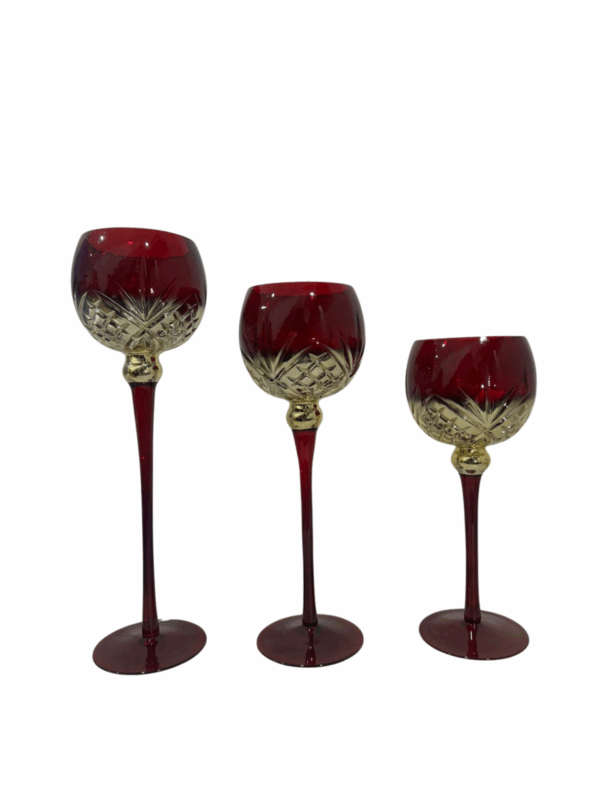 Set X 3 Copas Hoja Rojo/Dorado - Image 2