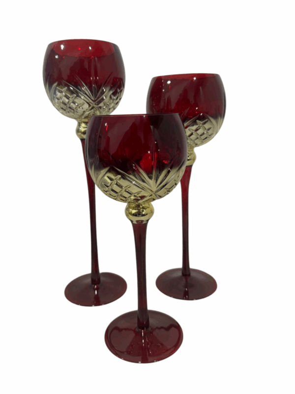 Set X 3 Copas Hoja Rojo/Dorado