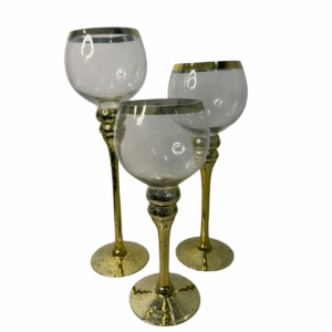 Set X 3 Copas Trasparentes Borde Dorado