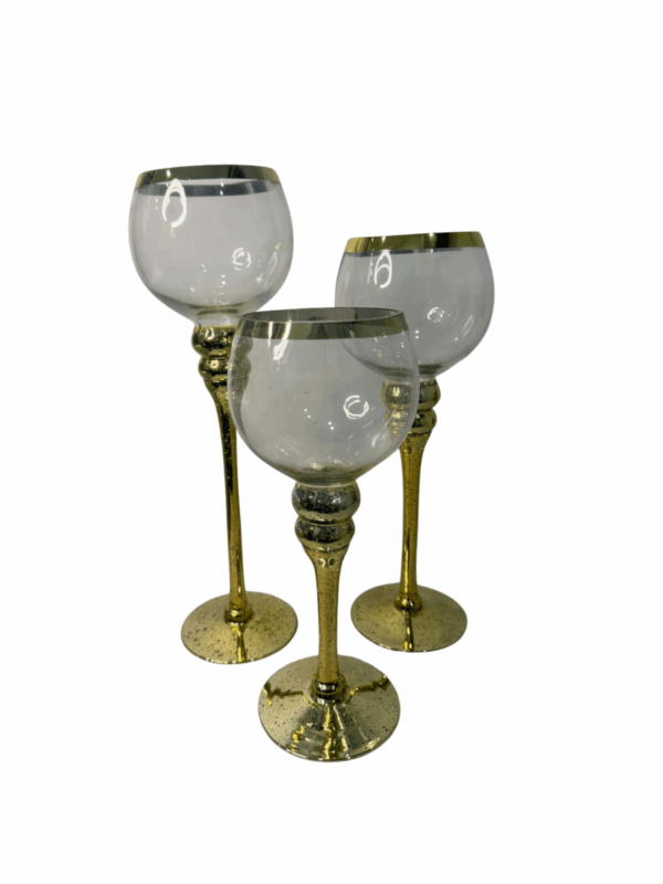 Set X 3 Copas Trasparentes Borde Dorado