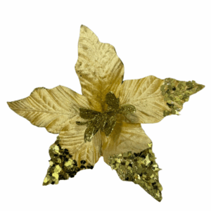 Poinsettia Gamuza Punta Hoja Vidrio Dorado 31*32