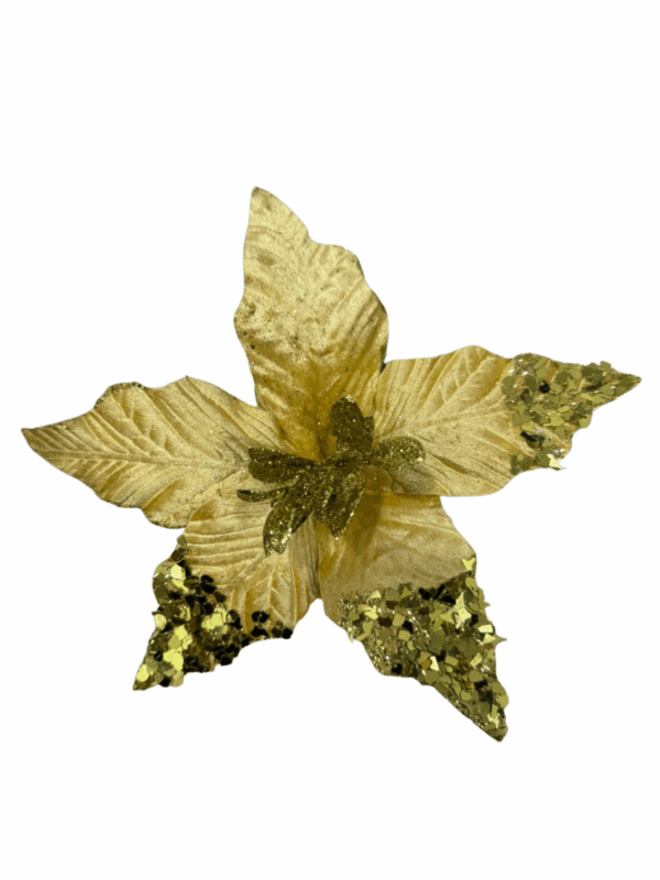 Poinsettia Gamuza Punta Hoja Vidrio Dorado 31*32