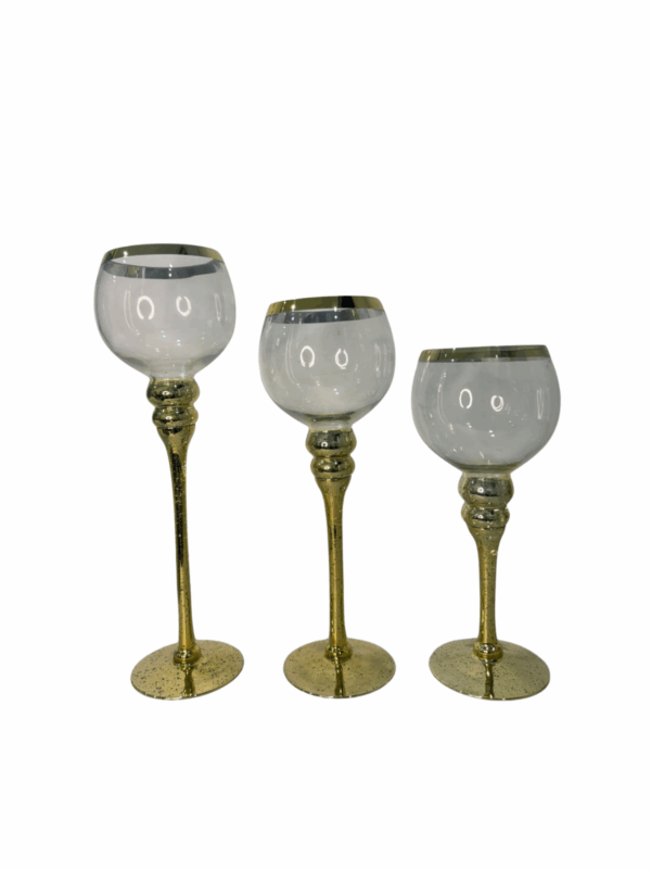 Set X 3 Copas Trasparentes Borde Dorado - Image 2