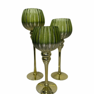 Set X 3 Copas Lineas Verde/Dorado