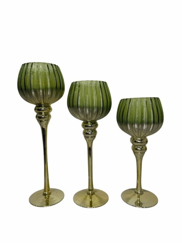 Set X 3 Copas Lineas Verde/Dorado - Image 2