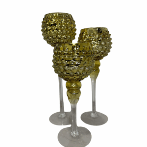 Set X 3 Copas Dorada Textura Circulos