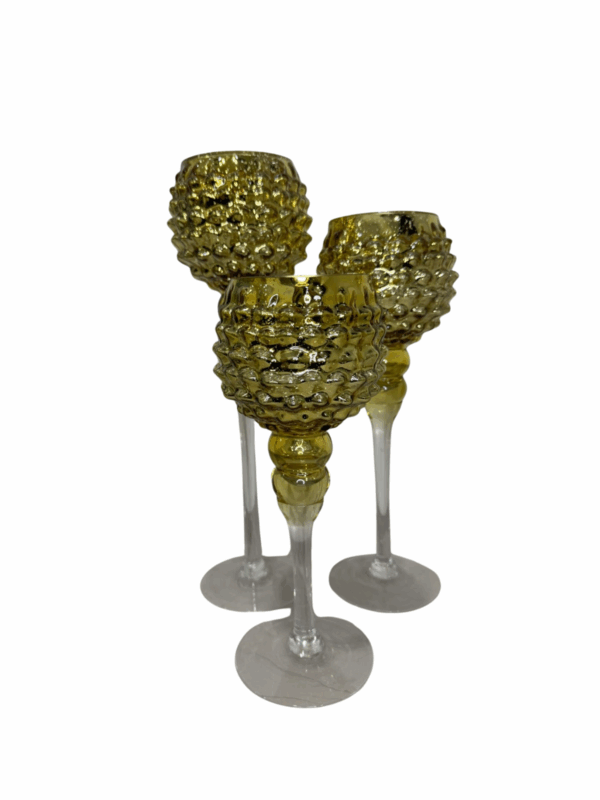 Set X 3 Copas Dorada Textura Circulos