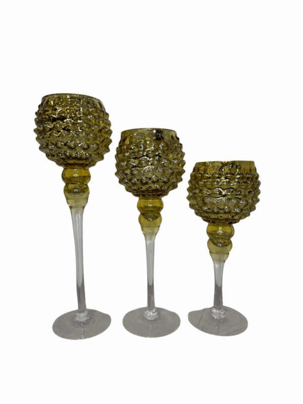 Set X 3 Copas Dorada Textura Circulos - Image 2