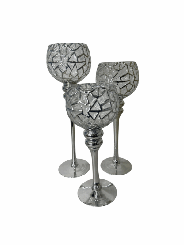 Set X 3 Copas Blanco Plateado 13x30/35/40cm