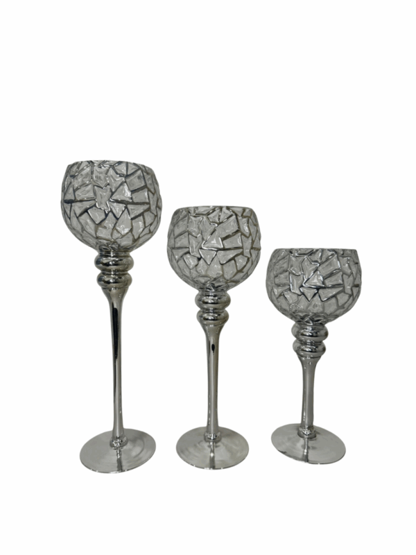 Set X 3 Copas Blanco Plateado 13x30/35/40cm - Image 2