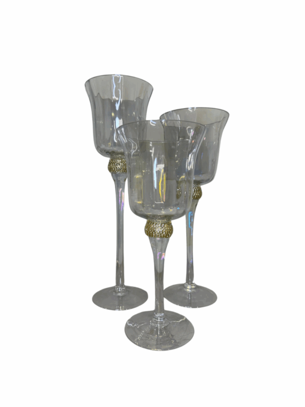 Set X 3 Copas Trasparentes Pomo Decorado