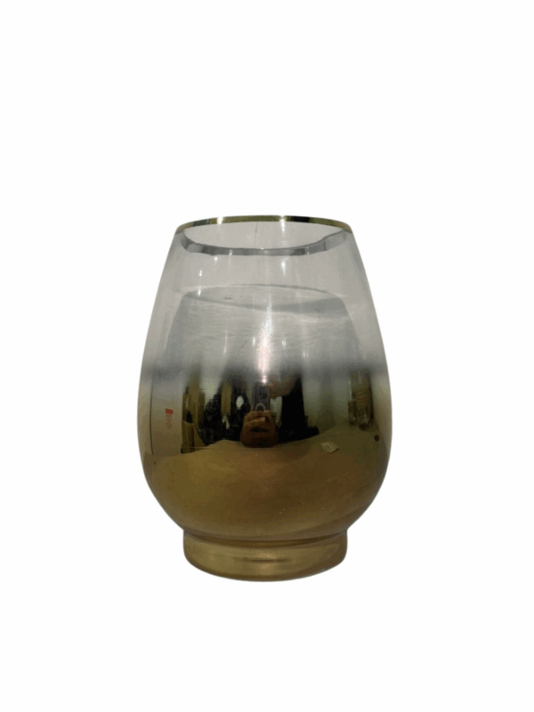 Jarron De Cristal Envejecido Borde Dorado 14,5*14,5*20cm