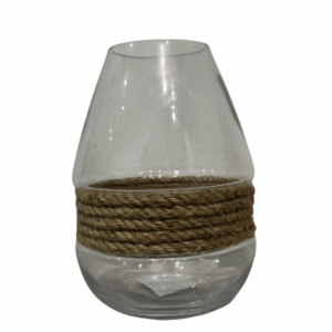 Jarron Boca Fina Con Cuerda Natural 18,5*18,5*25,5  Cm