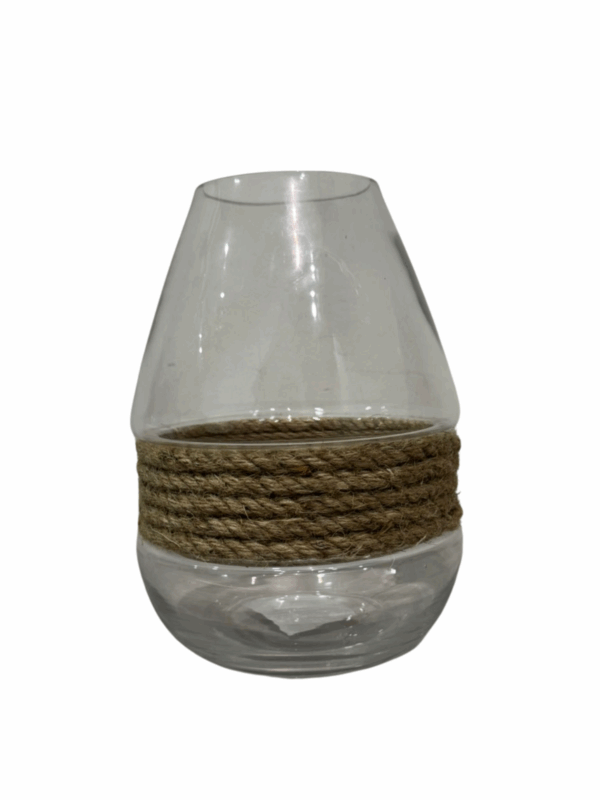 Jarron Boca Fina Con Cuerda Natural 18,5*18,5*25,5  Cm